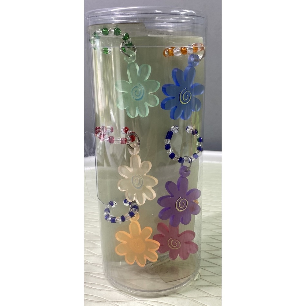 Wine Glass/Beer Mug Flower colorful Drink Markers Charms Set Of 6 NEW